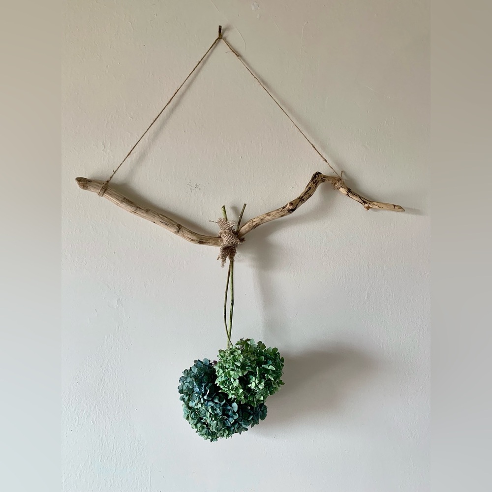 Curved Rustic Hanging Branch, Farmhouse Flower and Herb Drying Rack, 25 Inches